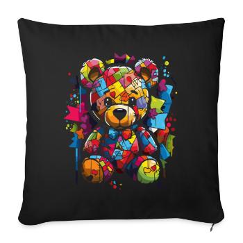 Loving Honey Heart Cuddly Bear - Sofa pillowcase 17,3'' x 17,3'' (45 x 45 cm) - black - Front