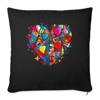 A heart in a heart of love - Sofa pillowcase 17,3'' x 17,3'' (45 x 45 cm) - black - Front