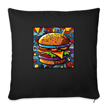 Art coloré Burger - Housse de coussin décorative 45 x 45 cm - noir - Devant