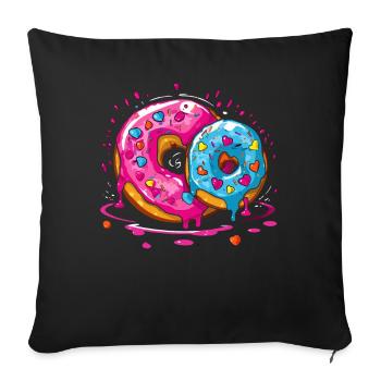 Beignet géant sucré délicieux - Housse de coussin décorative 45 x 45 cm - noir - Devant