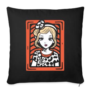 The Charming Anime Dot Dress Girl - Sofa pillowcase 17,3'' x 17,3'' (45 x 45 cm) - black - Front