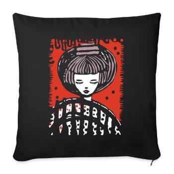 Kunst-Cartoon und Manga-Symbiose - Sofakissenbezug 45 x 45 cm - Schwarz - Vorne