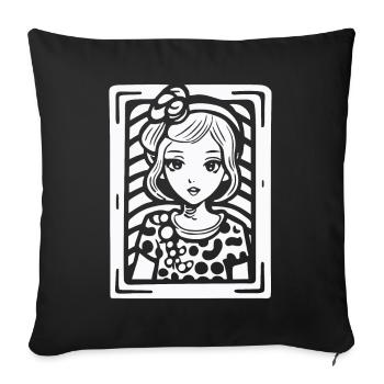 Dessin animé à motifs à pois : Une femme enchanteresse - Housse de coussin décorative 45 x 45 cm - noir - Devant