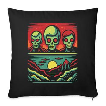 Invasion of Skull Faces Aliens - Sofa pillowcase 17,3'' x 17,3'' (45 x 45 cm) - black - Front