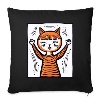 Cool and Cute Anime Cartoon: Cat Kid - Sofa pillowcase 17,3'' x 17,3'' (45 x 45 cm) - black - Front