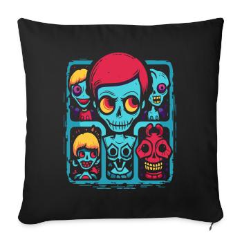 La salle des horreurs de dessins animés drôles - Housse de coussin décorative 45 x 45 cm - noir - Devant