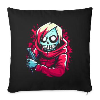 Squelette de zombie hip-hop de dessin animé - Housse de coussin décorative 45 x 45 cm - noir - Devant