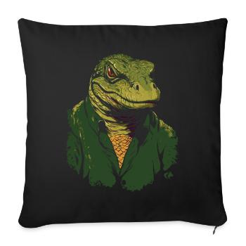 Une veste cool et un lézard dragon de Komodo - Housse de coussin décorative 45 x 45 cm - noir - Devant