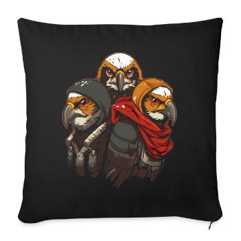 A gang of cartoon birds of prey - Sofa pillowcase 17,3'' x 17,3'' (45 x 45 cm) - black - Front