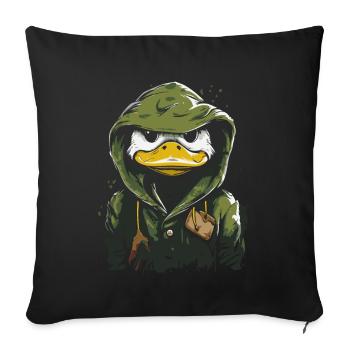 An outdoor duck in a raincoat - Sofa pillowcase 17,3'' x 17,3'' (45 x 45 cm) - black - Front