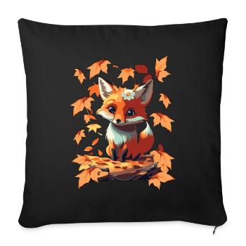 Süßer niedlicher Fuchs im Herbst Geschenk - Sofakissenbezug 45 x 45 cm - Schwarz - Vorne