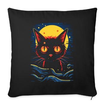 A cat at night - Sofa pillowcase 17,3'' x 17,3'' (45 x 45 cm) - black - Front