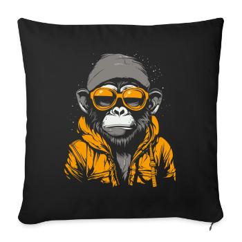 Cool jacket, sunglasses, cool monkey - Sofa pillowcase 17,3'' x 17,3'' (45 x 45 cm) - black - Front