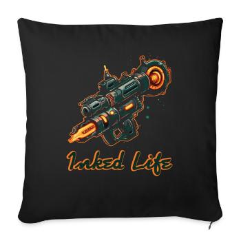 La vie de tatouage vécue et une machine à tatouer - Housse de coussin décorative 45 x 45 cm - noir - Devant