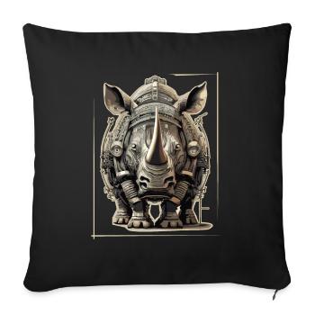 Rhinocéros Steampunk - Housse de coussin décorative 45 x 45 cm - noir - Devant