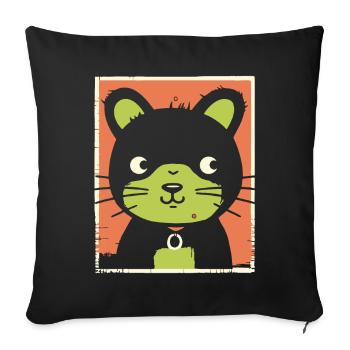 Ours de dessin animé drôle - Housse de coussin décorative 45 x 45 cm - noir - Devant