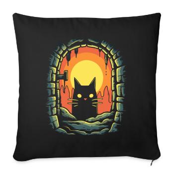 Enter the Cat's Dungeon - Sofa pillowcase 17,3'' x 17,3'' (45 x 45 cm) - black - Front