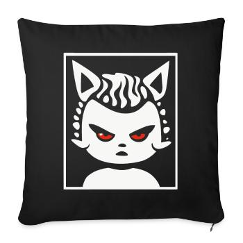 Plump Pubby Cat Girl - Sofa pillowcase 17,3'' x 17,3'' (45 x 45 cm) - black - Front