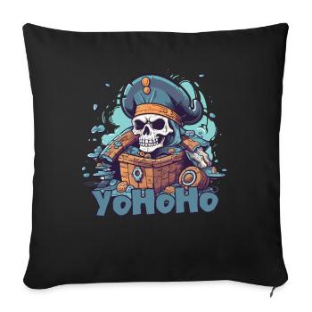 Yo Ho Ho Pirate et un trésor - Housse de coussin décorative 45 x 45 cm - noir - Devant