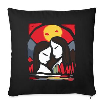Est-ce que c’est de l’art, deux amoureux des couleurs vives - Housse de coussin décorative 45 x 45 cm - noir - Devant