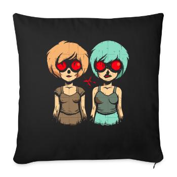 Japan Anime Manga Cartoon Mädchen - Sofakissenbezug 45 x 45 cm - Schwarz - Vorne