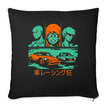 Manga Anime Cartoon Monstres de course automobile - Housse de coussin décorative 45 x 45 cm - noir - Devant