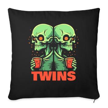Jumeaux, squelettes de frères jumeaux - Housse de coussin décorative 45 x 45 cm - noir - Devant
