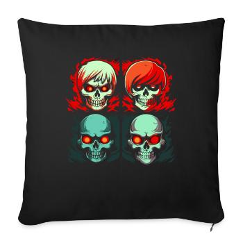 Dessin animé Skull Brothers - Housse de coussin décorative 45 x 45 cm - noir - Devant