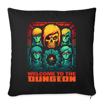 Welcome to the dungeon with skull and friends - Sofa pillowcase 17,3'' x 17,3'' (45 x 45 cm) - black - Front