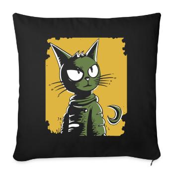 Chat de dessin animé rétro vintage - Housse de coussin décorative 45 x 45 cm - noir - Devant