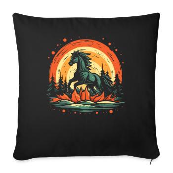 In the middle of nature there is a wild horse - Sofa pillowcase 17,3'' x 17,3'' (45 x 45 cm) - black - Front