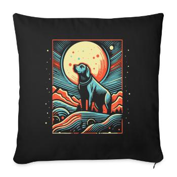 La pleine lune et le chien - Housse de coussin décorative 45 x 45 cm - noir - Devant