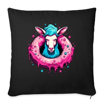 The Donut Sheep - Sofa pillowcase 17,3'' x 17,3'' (45 x 45 cm) - black - Front