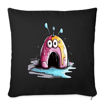 Erschrockene Überraschung des Donut Monsters - Sofakissenbezug 45 x 45 cm - Schwarz - Vorne