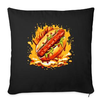 La super délicieuse saucisse méga épicée dans un petit pain - Housse de coussin décorative 45 x 45 cm - noir - Devant