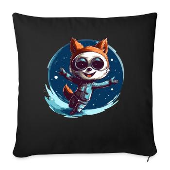Venez faire un câlin au renard de l’espace - Housse de coussin décorative 45 x 45 cm - noir - Devant