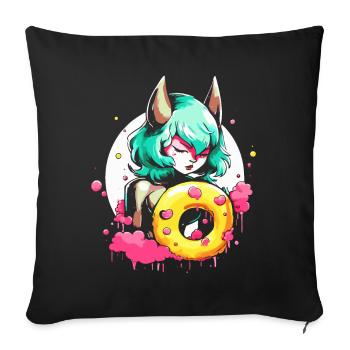 The she-devil of the glazed donut - Sofa pillowcase 17,3'' x 17,3'' (45 x 45 cm) - black - Front