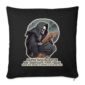 Grim Reaper trains in data analysis - Sofa pillowcase 17,3'' x 17,3'' (45 x 45 cm) - black - Front