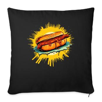 L’auréole de la puissante saucisse dans un petit pain - Housse de coussin décorative 45 x 45 cm - noir - Devant