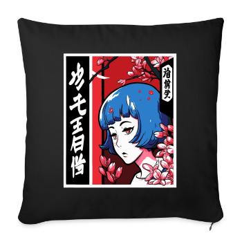 Cartoon Manga Anime: The Cherry Blossom Girl - Sofa pillowcase 17,3'' x 17,3'' (45 x 45 cm) - black - Front