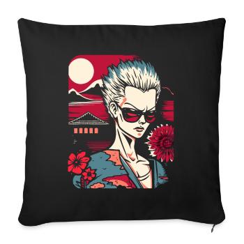 Manga et anime : un gangster en vacances à Okinawa - Housse de coussin décorative 45 x 45 cm - noir - Devant
