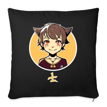 Mignon Anime Fox Girl - Housse de coussin décorative 45 x 45 cm - noir - Devant