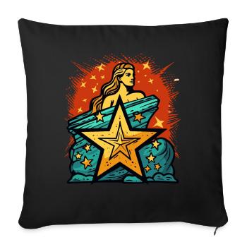 Göttin der Gerechtigkeit Sterne: Ikonische Frau - Sofakissenbezug 45 x 45 cm - Schwarz - Vorne