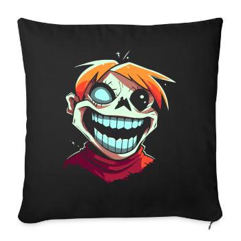 Dessin animé Style Drôle Crazy Zombie Ghoul - Housse de coussin décorative 45 x 45 cm - noir - Devant