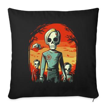 Dessin animé Anime Manga Zombie Goule Amis - Housse de coussin décorative 45 x 45 cm - noir - Devant