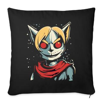 Cartoon Anime Manga: Sinister Cat Girl - Sofa pillowcase 17,3'' x 17,3'' (45 x 45 cm) - black - Front