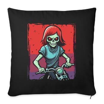 Dessin animé, Manga, Anime, Goule, Zombie, Motard - Housse de coussin décorative 45 x 45 cm - noir - Devant