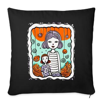 Is this art of mother and daughter? - Sofa pillowcase 17,3'' x 17,3'' (45 x 45 cm) - black - Front