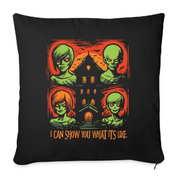 La maison hantée d’Halloween d’horreur - Housse de coussin décorative 45 x 45 cm - noir - Devant