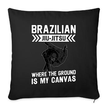 Jiu-Jitsu brésilien où le sol est ma toile - Housse de coussin décorative 45 x 45 cm - noir - Devant